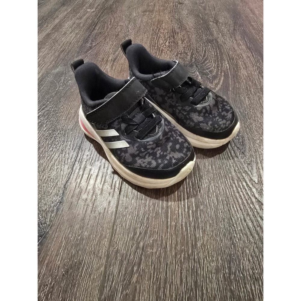 Adidas Tensaur Run 2.0 Toddler Sneakers Black Leopard Print HR0222 Size 5K